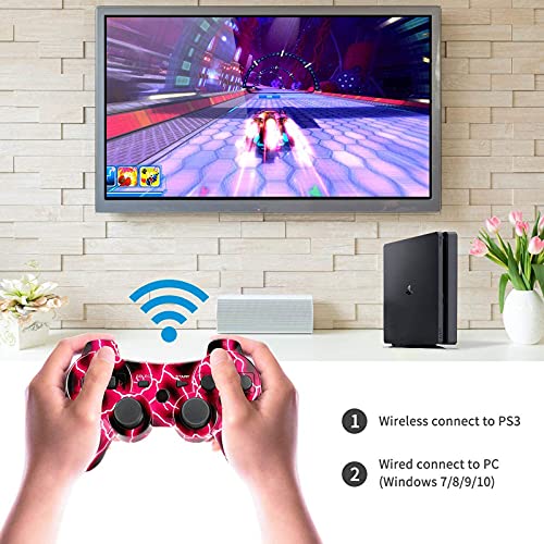 Безжичен контролер JINHOABF за PS3, Вграден геймпад с двойна вибрация, Съвместим с Playstation 3, с кабел за зарядно