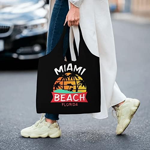 Маями Бийч Във Флорида Холщовые Чанта През Рамо Торби За Многократна Употреба Пазарска Чанта За Ежедневно