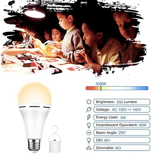 Hentilam Led Крушка С 9 Вата мощност, Акумулаторни Лампи на батерии, Самозаряжающиеся Аварийните светлини при прекъсване