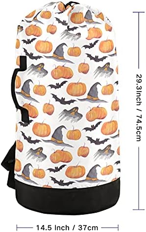 Чанта за дрехи с Тиква за Хелоуин, Тежка Раница за пране на дрехи с плечевыми ремъци, Дръжки, Пътна чанта за дрехи