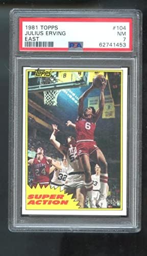 1981-82 Топпс #104 Юлий Эрвинг Д-Р Дж . Баскетболно карта PSA 7 клас НБА Super Action SA East Philadelphia 76ers 1981-1982 81-82