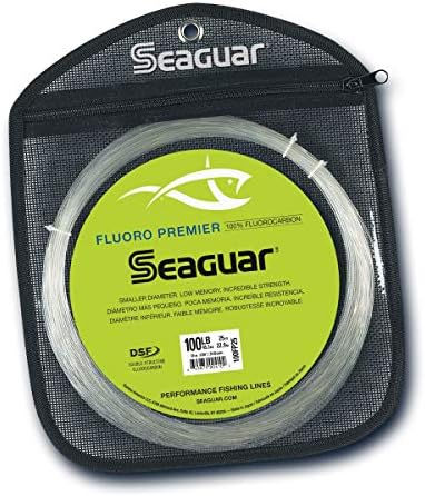Риболов линия Seaguar Fluoro Premier от фторуглерода (DSF), 25-50 г, Тегло на въжето 12-170 паунда, Бистра