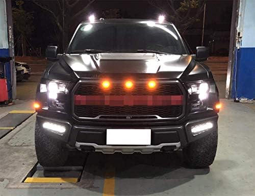 Комплект фарове за мъгла, фаровете iJDMTOY с осветление бяло/кехлибарен цвят, който е съвместим с Ford Raptor 2017-2020, 5 Лампи в събирането с функция за мигач