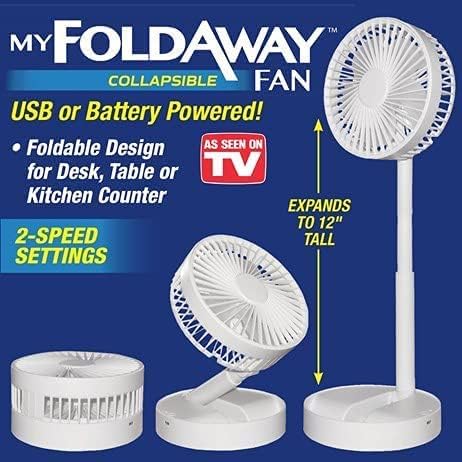 Мини настолен вентилатор My Foldaway Фен, Ултра Лек, Компактен настолен вентилатор, диагонал до 12 см, 2 режима на скоростта,