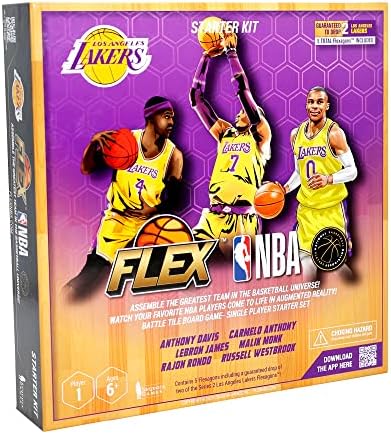 Играта FLEX NBA TCG - Стартов комплект за отбора на 1 играч - Официално Лицензиран продукт с реални играчи - на Възраст от 6 години (Лос Анджелис Лейкърс)