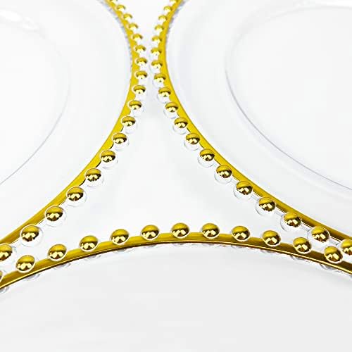 Maiangel Акрил, Бродирани Златни Мъниста Прозрачни Зарядни чинии 13 инча в насипно състояние, Булчински Комплект
