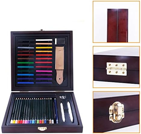 48 Художествени инструменти Ръчно рисувани Цветни Оловни пискюли в Дървена кутия