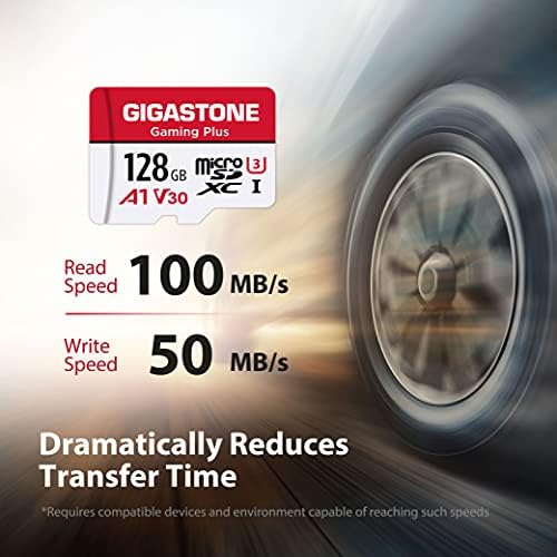 Gigastone 128 GB 2 партида карта Micro SD, игри, съвместими с Nintendo-Switch скорост на предаване на данни 100/50 Mbps, запис на видео 4K, Micro SDXC UHS-I A1 U3 Class 10, с адаптор