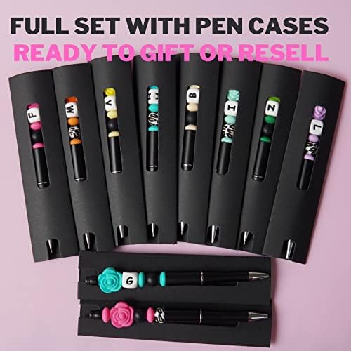 Химикалки на Едро със Силиконови топки за Писалки, Химикалки от мъниста, Черни, Сладки Писалка Химикалка с Разноцветни