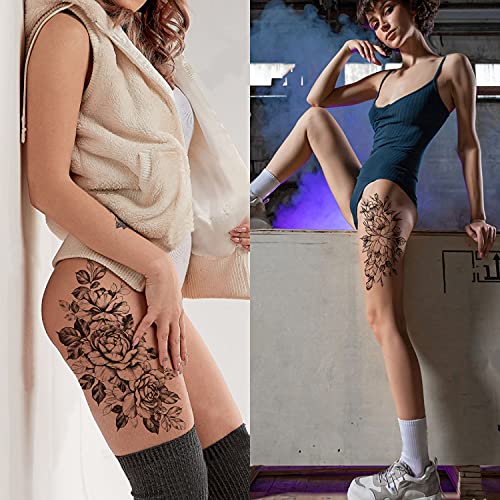 Временни татуировки Cerlaza за жени, Етикети с изкуствени Татуировки под формата на цветя за възрастни, Полупостоянные