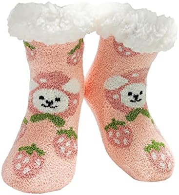 Пухкави Чорапи за Малки Момичета, Зимни Чорапи-Чехли за Деца с Дръжки, Нескользящие Меки Удобни Чорапи за Деца