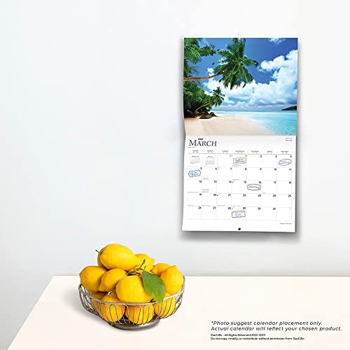 Тропически остров | Луксозен Стенен Календар за 2023 година с размер 14 x 24 Инча на месец | Корица с Релефен фолио и Етикети | Подаръци от звезди | Живописни Туристически