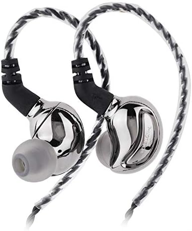 Linsoul PEPI BL03 Hi-Fi Слушалки в ушите с динамичен двигател с карбонова бленда 10 мм IEM с подвижен кабел 0,78 мм 2pin (с микрофон, сребро)