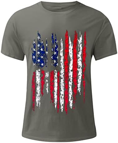 Тъмната Мъжка Тениска с Флага на Деня на Независимостта на Ежедневни Мек и Удобен Памучен Тениска с Фин Принтом Rund