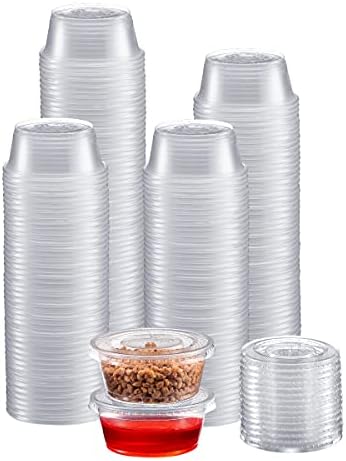 Разделиха чаши Zeml с капаци (2 унция, опаковка от 200 грама) | пластмасови чаши за Еднократна употреба за