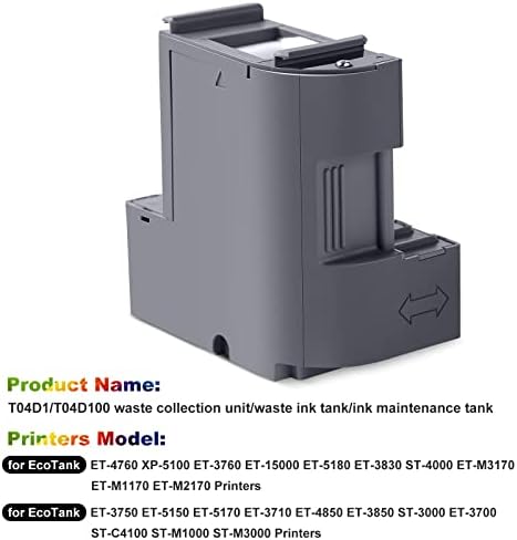 Кутия за обслужване на мастило Osinkjet T04D1 T04D100 за принтер WF-2860 XP5100 ET-4760 ET-3760 ET4850 ET-3750 ST-M1000 ET-3850 ET-15000 ST-C4100 ET3710 (2 опаковки)...