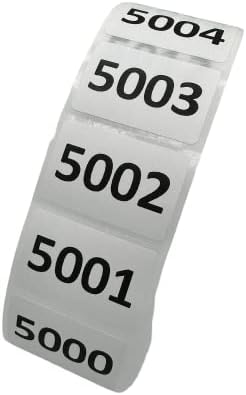 Стикери с номера на ТРИ ГЛУХАРЧЕТА, Инвентарен етикети - 1000 номера в ролка размер 1½ x 1 - Самозалепващи за доставка, разпространение или производството (брой 5000-6000)