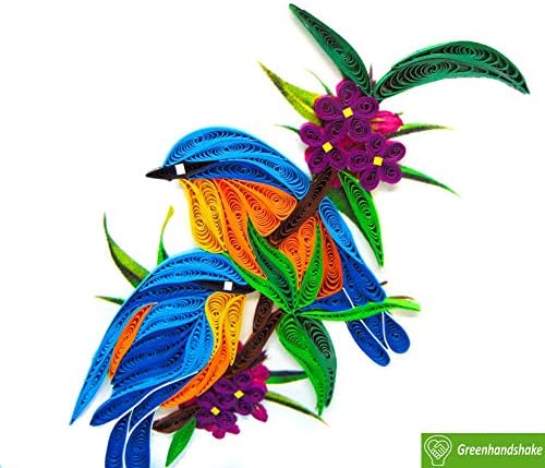 Сини птици, пощенска Картичка за Квиллинга 3D - Уникална Дизайнерска Картичка Ръчна изработка на рожден Ден, Свети Валентин, Ден на Майката, Пролет, Ден на бащата, Аби