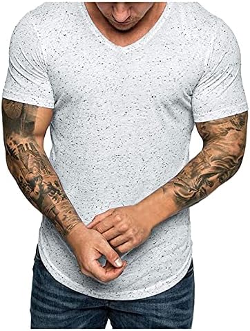 Мъжки t-shirt NEARTIME за тренировка на мускулите, лятна памучен тениска Slim Фитнес Fit с къс ръкав, спортни топ за бодибилдинг