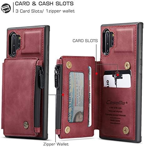 Калъф за мобилен телефон, съвместим с Samsung Galaxy Note 10 Plus, една чанта-портфейл с държач за карти, отделения за карти