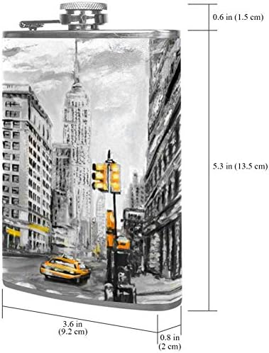 Фляжка Inhomer, написана с маслени бои на улица в Ню Йорк, от неръждаема стомана за жени и мъже, 227 мл
