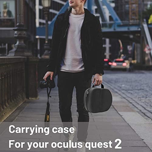 Твърд калъф MASiKEN за контролери, слушалки VR Oculus Quest 2, калъф за носене, Водоустойчива Преносим калъф Quest за пътуване и съхранение вкъщи, Официални Аксесоари за елитни р