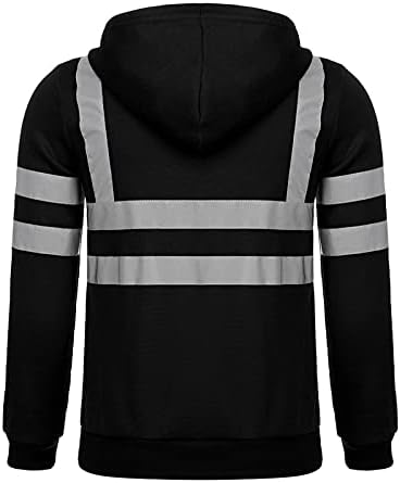 ADSSDQ Hoody С качулка Висока Видимост За Мъже, Светоотражающая Защитно Hoody, Пуловер с Голям Размер С Черен Дъното