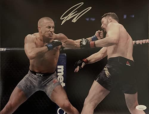 Жорж Сен Пиер с автограф подписа снимка 11x14 Свидетел на UFC JSA