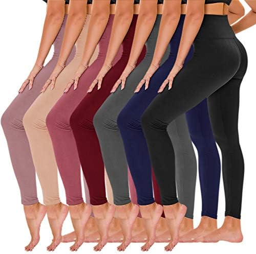 TNNZEET 7 Опаковки Леггинсов с Висока талия за жени - Мазни Меки Спортни Панталони за Йога