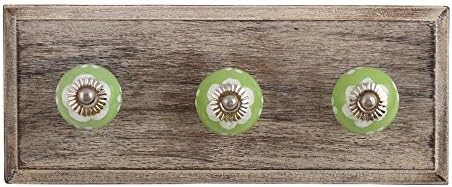 IndianShelf 6 Опаковъчни Куки | Куки за ключове, Висящи Ключове | Зелени Куки за окачване на стена | Дървени куки