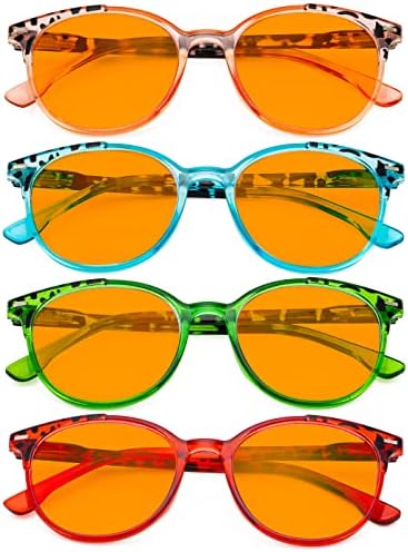 Eyekepper 4 Опаковки Женски Компютърни Очила За четене - Големи Кръгли Стилни Четци с Блокиране на Синя Светлина за Жени