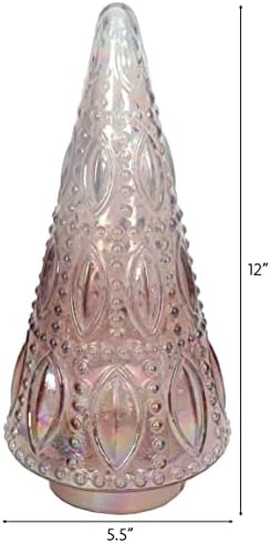 Комплект Плот за елхи от 2 Бродирани мъниста 5.5 W x 12Живачен стъкло Розов Блясък