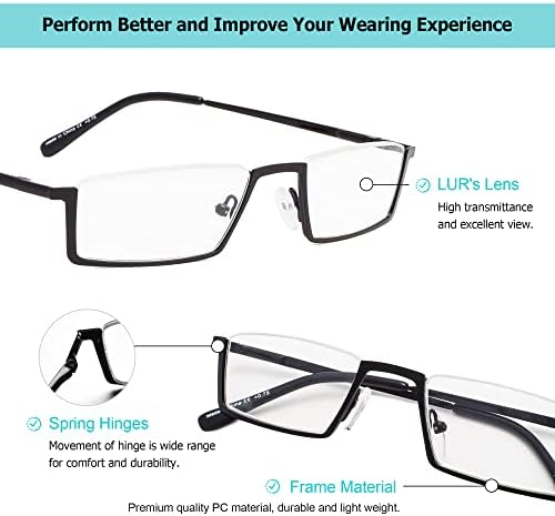 LUR 3 опаковки на метални очила за четене в полукръгла рамка + 4 опаковки класически очила за четене (само 7 двойки ридеров + 1,50)