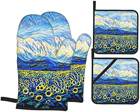 Комплекти Топлоустойчива Прихваток и Прихваткодержателей Van Gogh Sunflower Starry Art