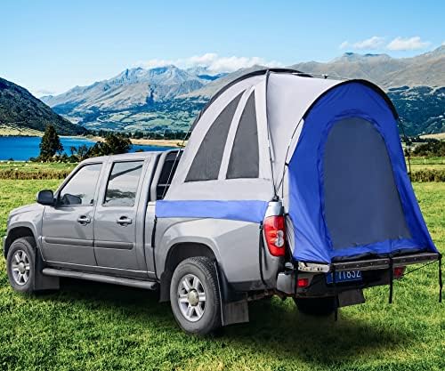 Палатка-легло за камион Hasika за къмпинг 5-6,5 Фута от Пода, Водоустойчив Двупластова пълен размер Товарен Къса/Обикновена