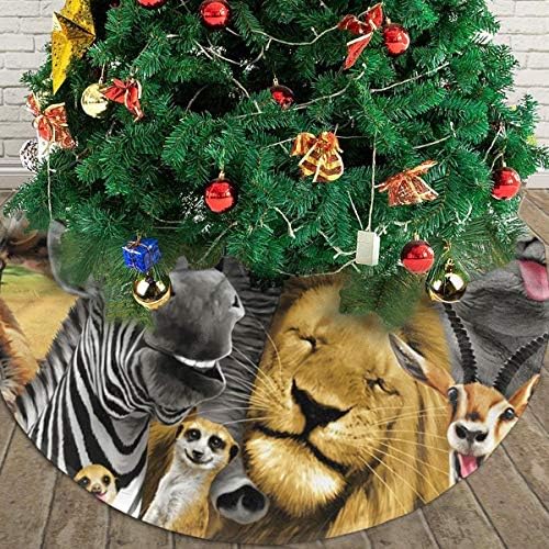 LVeShop Африканско Сафари Животни Селфи Пола За Коледно Луксозна Кръгла Подложка За вътрешна и Външна Употреба Селски Празнични Украси Коледна Елха（30/36/48 Три размера
