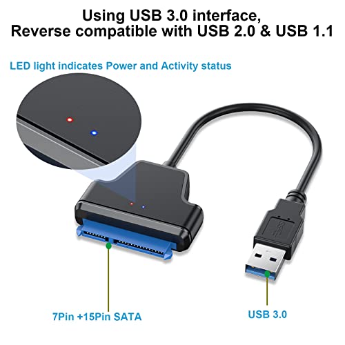 Кабел-адаптер EYOOLD USB 3.0 за външен твърд диск SATA 2,5-инчов твърд диск, SSD с UASP поддръжка (AE24)