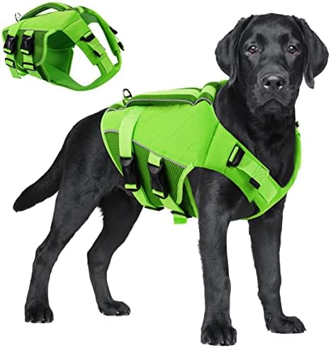 Спасителна жилетка за кучета ASENKU със Спасителна дръжка, Спасителна Жилетка за кучета за плаване на лодка с висок Трафик,
