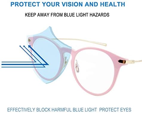FEISEDY Синя Светлина Блокер Очила, Мъжки, Женски Компютърни Очила Леки Ретро Кръгли Очила В Метални Рамки B2632