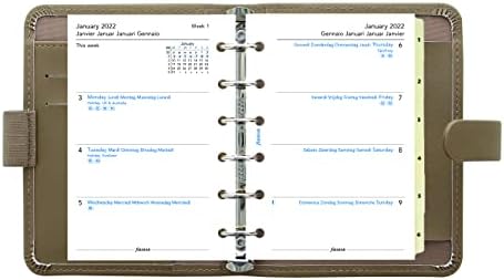 Организатор Filofax Saffiano, Джобен размер, Светло кафяво, С Преминаването на зърното, На вид кожа, Шест позвънявания, Календар-дневник с график по седмици, Многоезичен, 2022