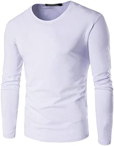 Мъжки Памучен Тениска Оверсайз с дълъг ръкав, Потници Свободно, намаляване, Мек Основен Пуловер с кръгло деколте,