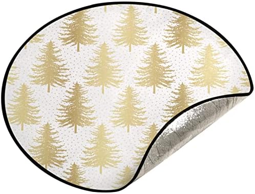 visesunny Подложка за Коледната Елха със Златен Модел Коледно килимче за Влакчета за Дърво Протектор Пол