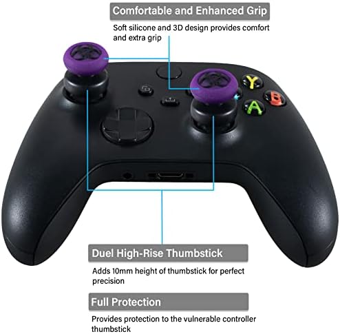 PlayRealm НЕ Пада удължителен кабел за Джойстик и Силиконов Калъф за улавяне, 2 комплекта за Xbox Series X / S и Xbox One S / X Controller (BH Лилаво)