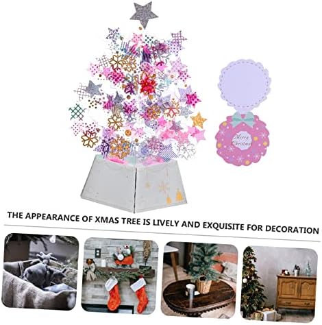 Toyvian Коледно Дърво Украса Фестивални Картичка 3D Коледно Дърво, Розово Декор на Домашен Любимец, 3D Crystal