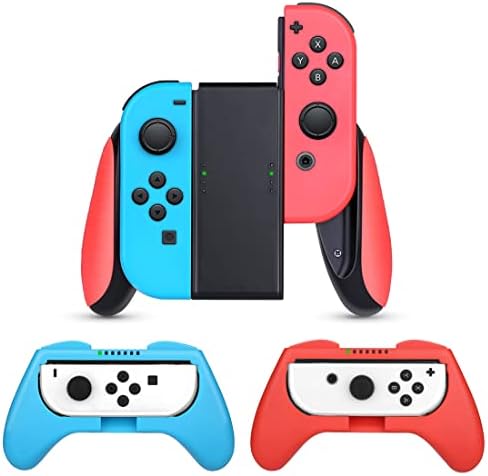 Дръжка HEYSTOP, Съвместими с Nintendo Превключвател /ключ OLED Joy Против Grip, 3 групи на Износоустойчивост дръжки за игрален контролер (червен)