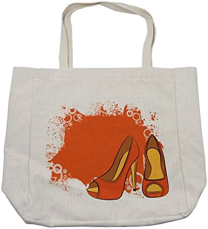 Чанта за покупки на висок ток Ambesonne, Чифт Стилни женски Обувки На Фона На Светли Петна Боя, Дългогодишна