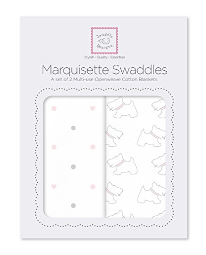 Пелена Marquisette от SwaddleDesigns, Комплект от 2-те пелени от памук, плат premium, с формата на сърце Dotti и малкото Зайче пастельно-розов цвят.