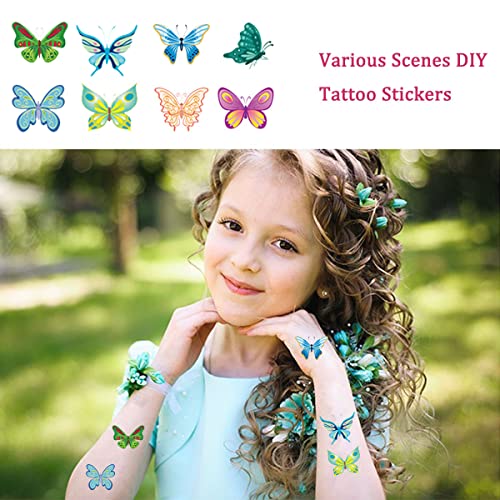 Временна Татуировка за деца, 10 Листа Реалистични Фалшиви Татуировки с Пеперуди за възрастни, Водоустойчив