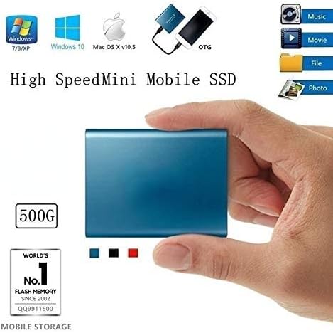 YTONGS SSD Мобилен твърд диск 500GB Type-3.0 Високоскоростен Мобилен Твърд диск Мобилен Твърд диск (500 GB, черен),