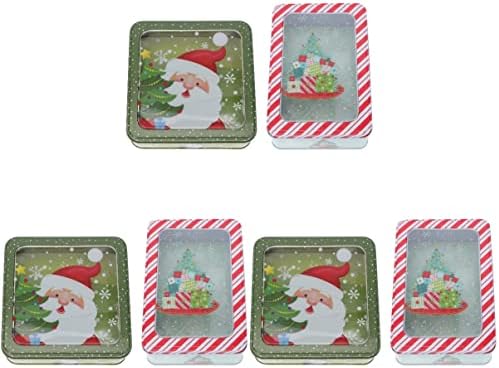 PRETYZOOM 6 бр Коледни Тенекеджия Коледни Кутии за шоколадови Бонбони, Коледни Подаръци Кутии Лидице Кутия за Бонбони